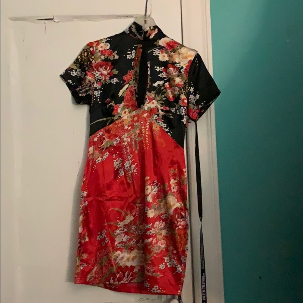 PRETTYLITTLETHING Satin Cut Out Bodycon Dress